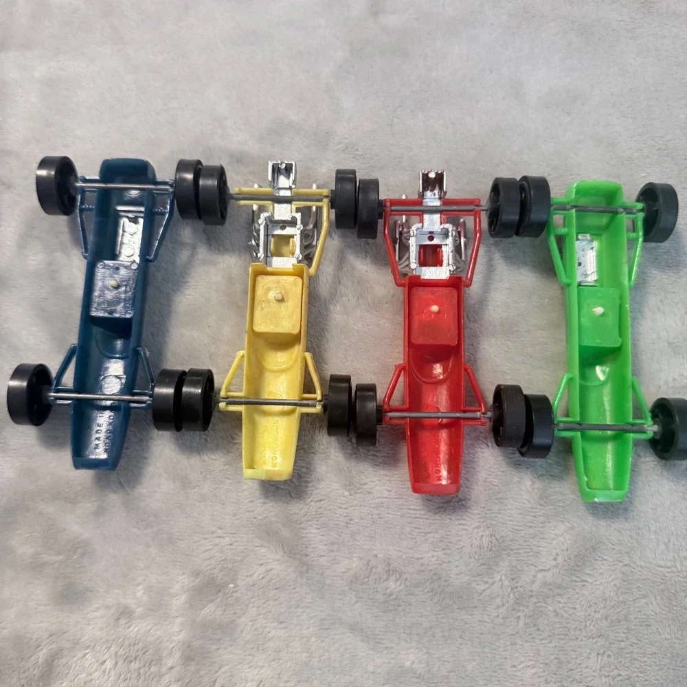 Vintage Race Car Cake Toppers Set of 4 Hong Kong #3 #4 #5 #6 Plastic